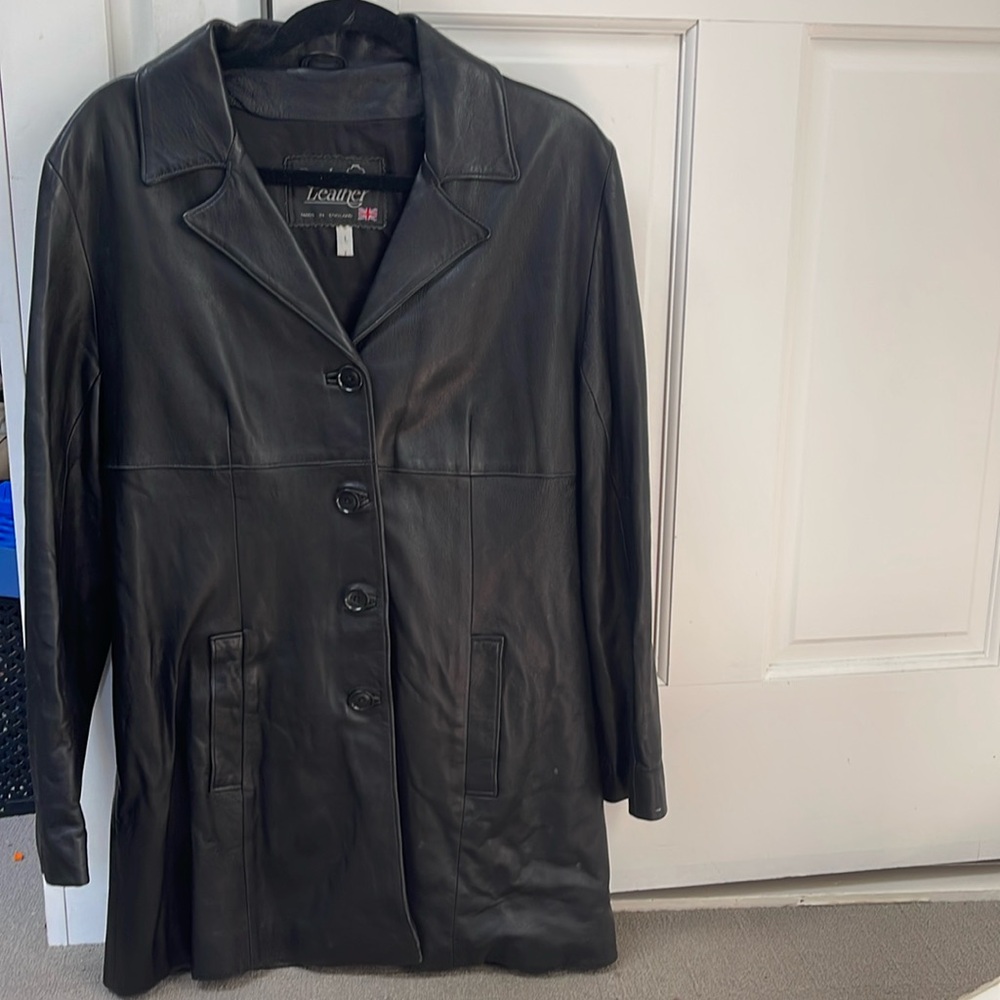 Vintage made in England black leather jacket size large
